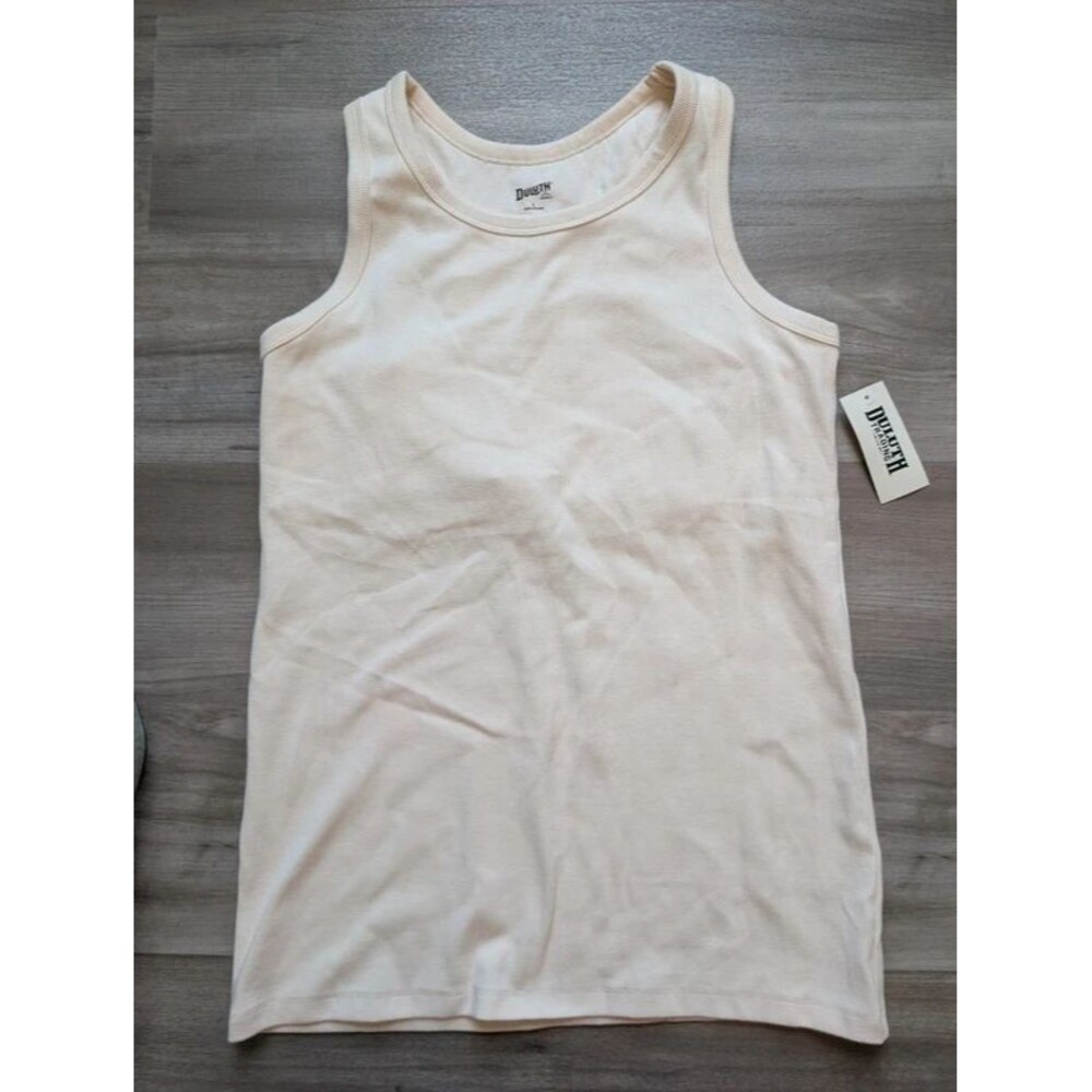 NWT Duluth Trading No Yank Rib Racerback Shelf Bra Tank in Cream, Large (D2)